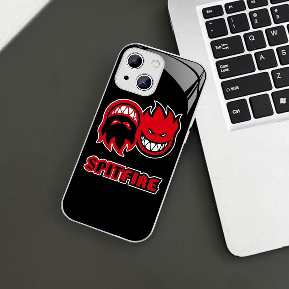 S-Spit Fire S-SkateBoards Phone Case For iPhone 14 13 12 Mini 11 Pro XS Max X XR 14 Plus Tempered Glass Cover