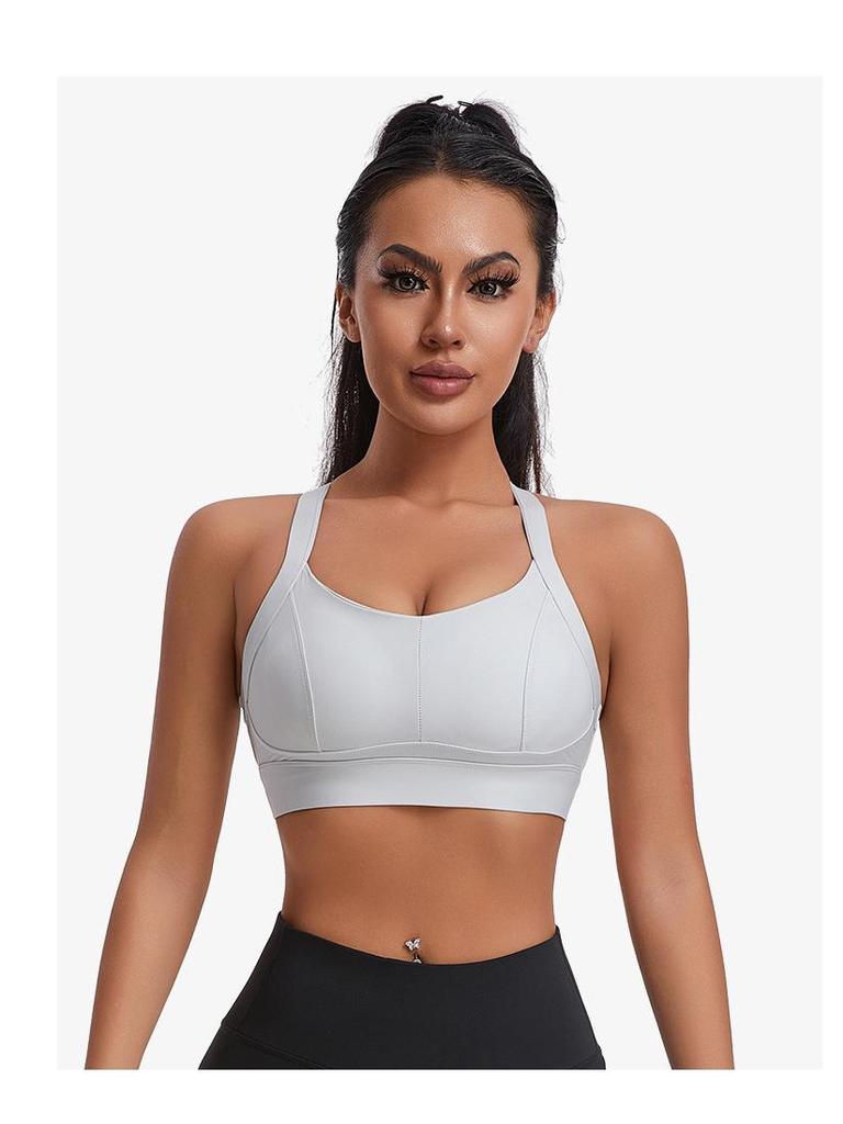 Women's Shockproof Sports Bra for Running and Yoga - Wire-Free, Side Support, Beautiful Back Design