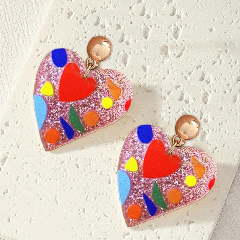 Dopamine Love Earrings Niche Earrings Colorful Sweet Valentine's Day Gifts