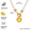 Stainless Steel Heart-shaped Pendant for Women,Imitation Pearl Beaded Chain Necklace with OT Buckle,Gold Color Jewelry Gifts