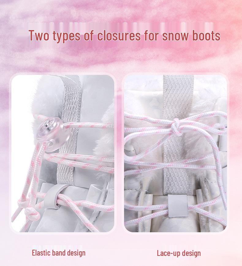 Girls' Pink Winter Snow Boots: Non-Slip, Warm, Fashionable, Perfect for Older Kids