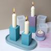 Square Striped Candle Holder Silicone Mold DIY Nordic Candlestick Ornament Making Plaster Resin Craft Casting Molds Home Decor