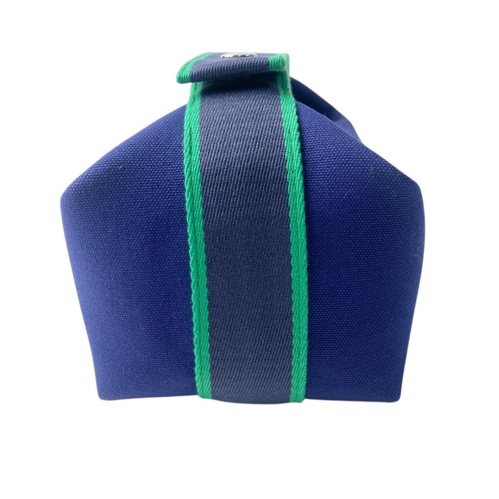Used HERMESHandbag Navy/green Canvas Women