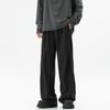 Unisex Dark Grey Paratrooper Pants - Spring/Autumn Loose Fit, Pleated, Wide-Leg Trend