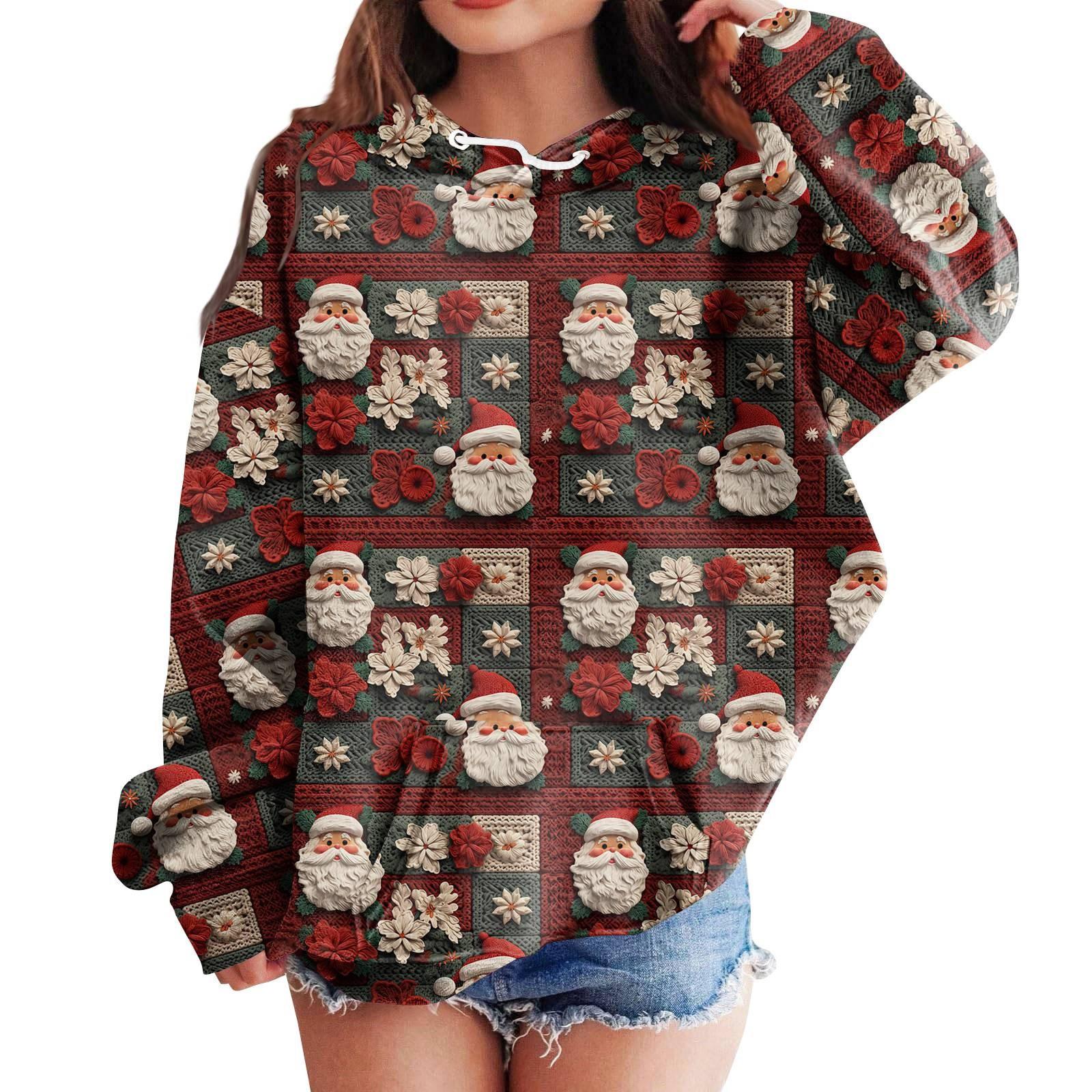 

Детские толстовки с капюшоном, свободные рождественские принты, спортивная рубашка с капюшоном, модная спортивная рубашка 160