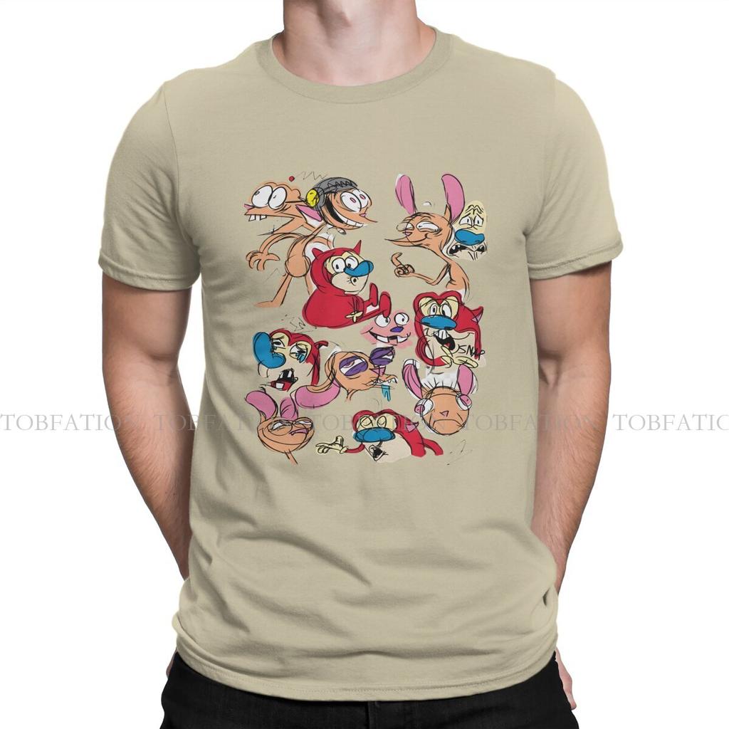 ZX Show The Ren  Stimpy Show Anime Men T Shirt Cotton Fashion ONeck TShirt Harajuku Streetwear