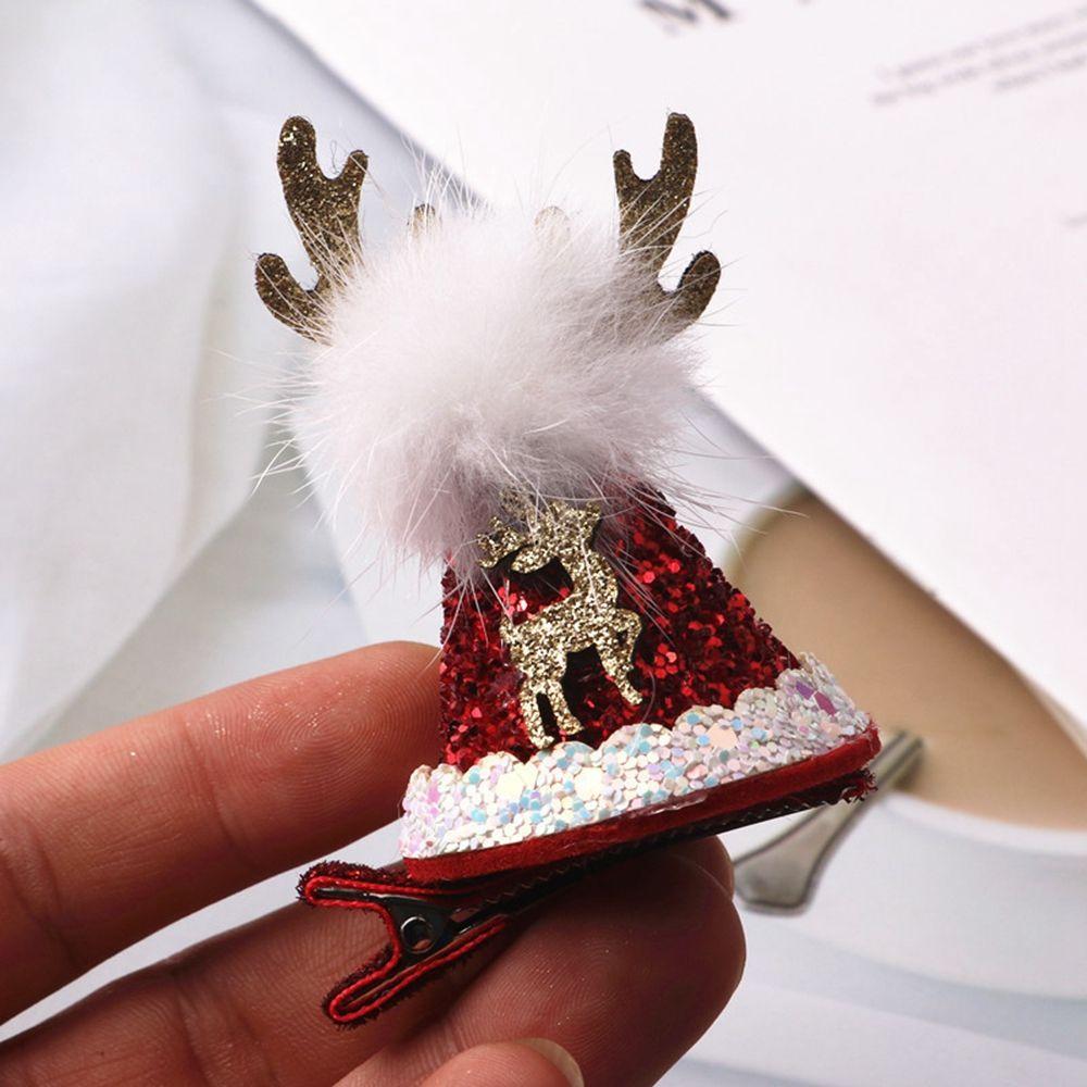 Zinc Zinc Alloy Bow Korean Style Headwear Christmas Hat Hairpin Christmas Hair Clip Kids Hair Accessories