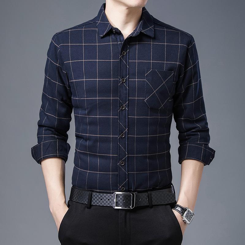 Ciepła Biała Kaczka Puchowa Koszula Męska Jesień i Zima Plus Aksamit Pogrubiona Koszula z Długim Rękawem dla Mężczyzn w Średnim Wieku Casualowa Kurtka Męska