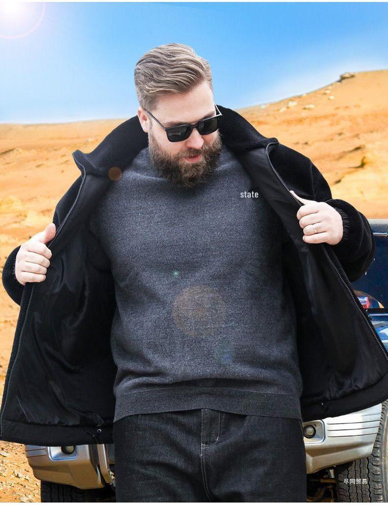 Herren-Fleecejacke in Übergröße – Samtgefüttert, lockere Passform für Herbst und Winter