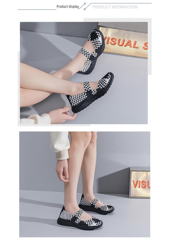 Women's Sporty Ethnic-Style Breathable Woven Flats for Spring/Summer