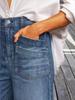 Women's Retro Washed Wide-Leg Cropped Jeans with Frayed Hem and Slant Pockets