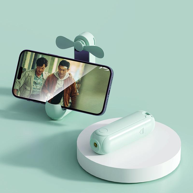 5-in-1 Pocket Mini Fan: USB Foldable Handheld Fan, Power Bank, Mirror, Flashlight