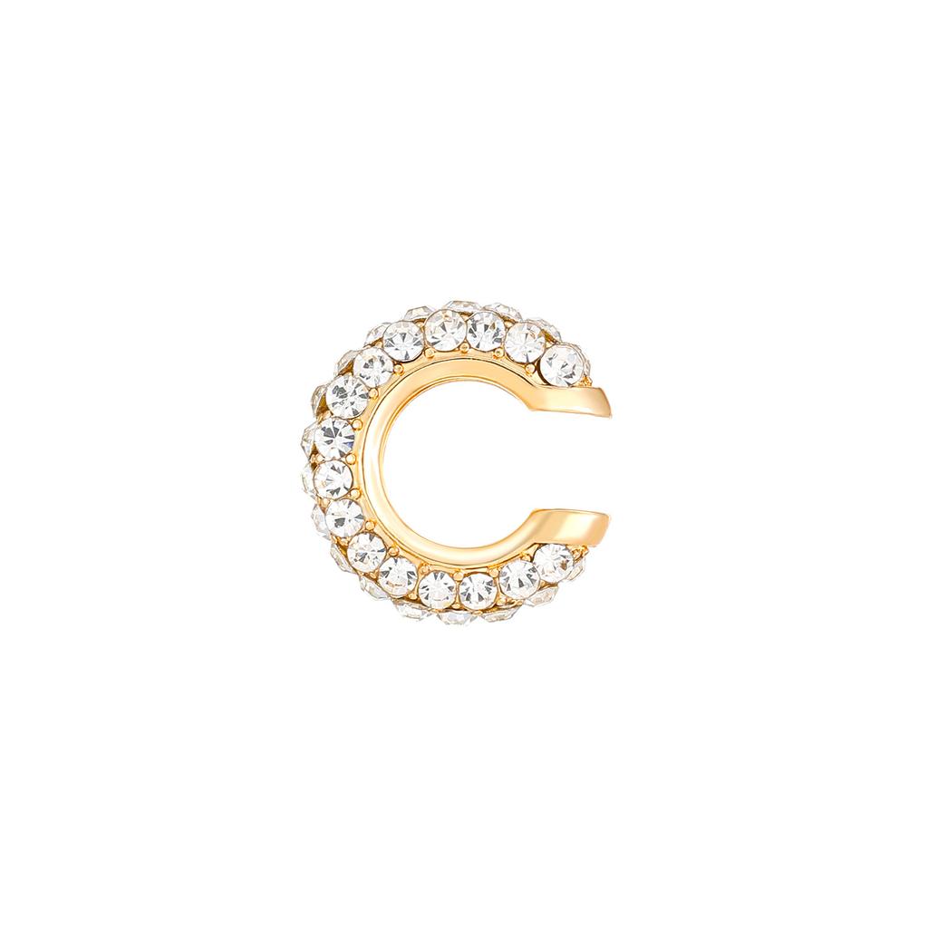 Fashion Simple C-shaped Full Inlay Zircon Glitter Fake Piercing Earrings for Women Hip-hop Rock Hot Girls Clip Earrings Jewelry