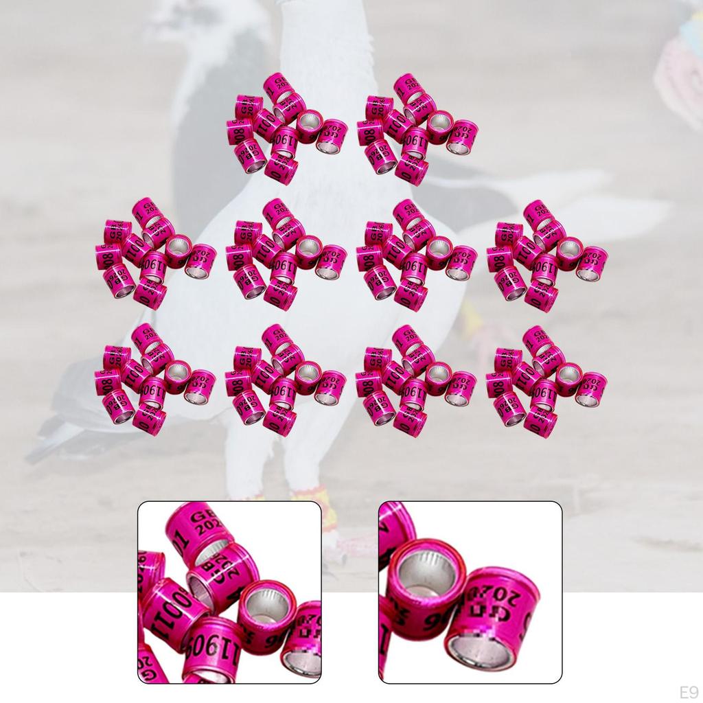 100 Pieces Pigeon Leg Rings Dove Poultry Supplies Reusable Identifying Bands Tags for