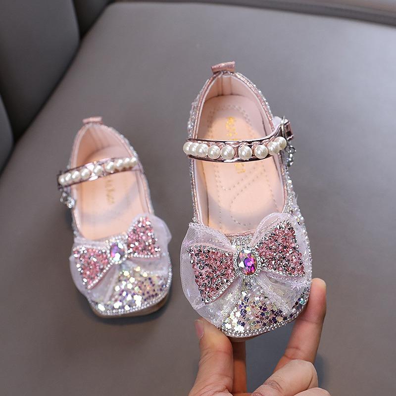 Herbst-Neustil damenhafte Baby-Mädchen-Mädchen-Prinzessin Strass-Flats, Lederschuhe, Tanzaufführungsschuhe