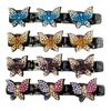 4/6Pcs Faux Crystal Stone Braided Hair Clips Girls Rhinestone Butterflies Decor Hair Braid Clips Shiny Hair Accessories