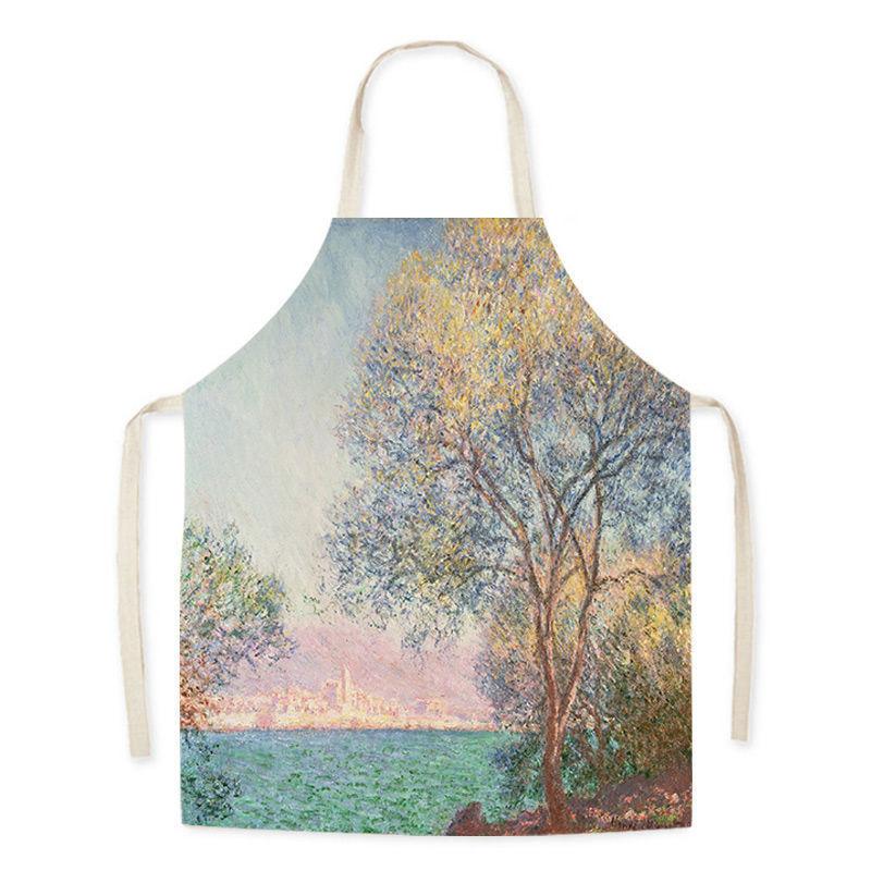 Monet Art Oil Painting Art Student Literary Apron Mori Studio Adult Sleeveless Kitchen Work Waist Bib