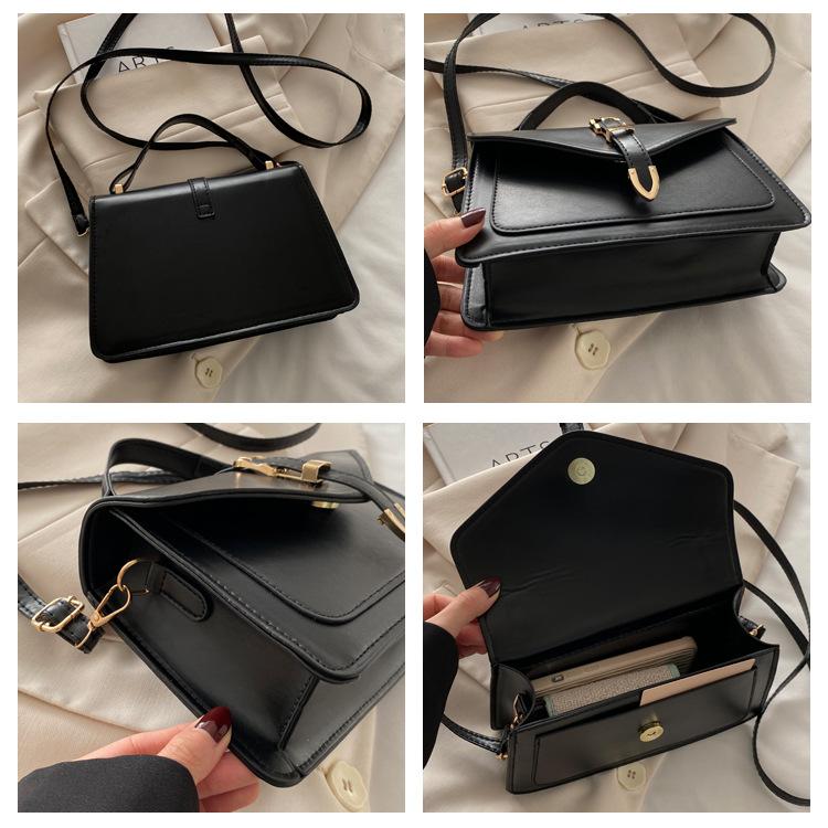 Simple Street Style Faux Leather Shoulder Bag, Adjustable Strap Crossbody Square Purse for Women CLE