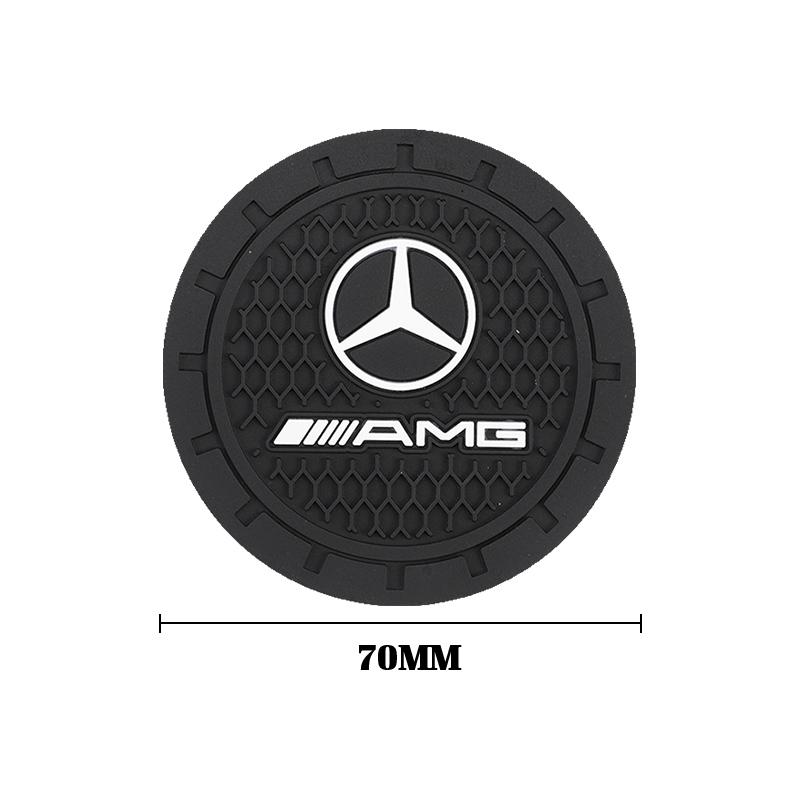2025 Heiß 2 Stück Auto-Getränkeuntersetzer PVC-Logo Wasserbecher-Pad Anti-Rutsch-Matte für Mercedes Benz AMG GLE GLS CLS GLC CLA GLA GLK ML C197 R231 W1
