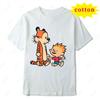Calvin And Hobbs Tiger Hug Printed Tshirt American Retro Comic Unisexs And Unisexs Short Sleeve Shirt