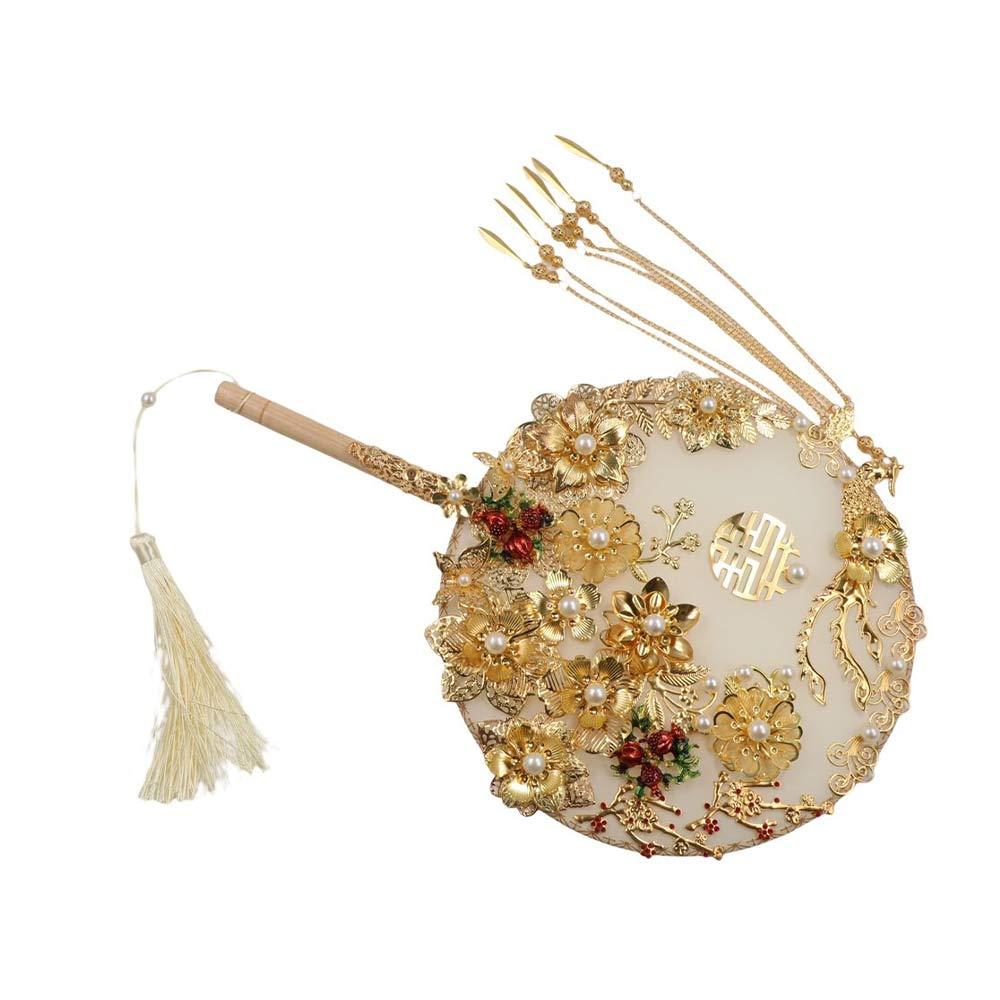 Decorative Tassels Phoenix Ancient Style Embroidery Fan Bridal Group Fan Hand Bouquets Chinese Fan