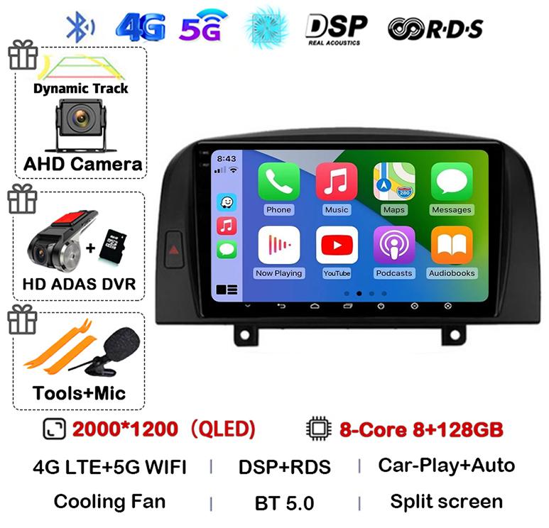 Android 14 Carplay 4G+WIFI Car Radio For Hyundai SONATA NF 2004 2005 2006 2007 2008 GPS Autoradio Multimedia Video Player Stereo