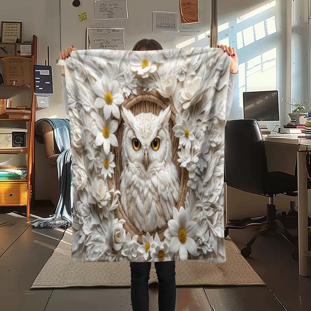 1Pc owl Print Flannel Blanket, High quality Comfortable for All Seasons, Home Decor, Warmth and Comfort, Perfect for Christmas Gifts W67