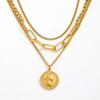 Fenny 18K PVD Plated No Fade Trend Multi-layer Coin Portrait Pendant Sweater Chain Stainless Steel Necklace for Women