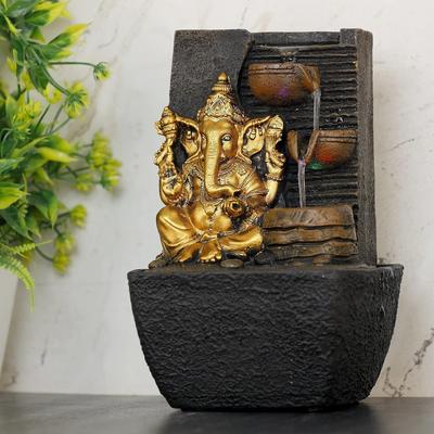 Polyresin Tischplatte Innen Außen Wasserfallbrunnen mit LED-Lichtern Heimdeko Dekoration Geschenk Geschenkartikel