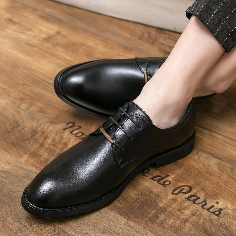 Luxusní pánské kožené boty Oxford, prodyšné formální společenské boty, pánská kancelářská svatební obuv, plochá obuv, boty derby