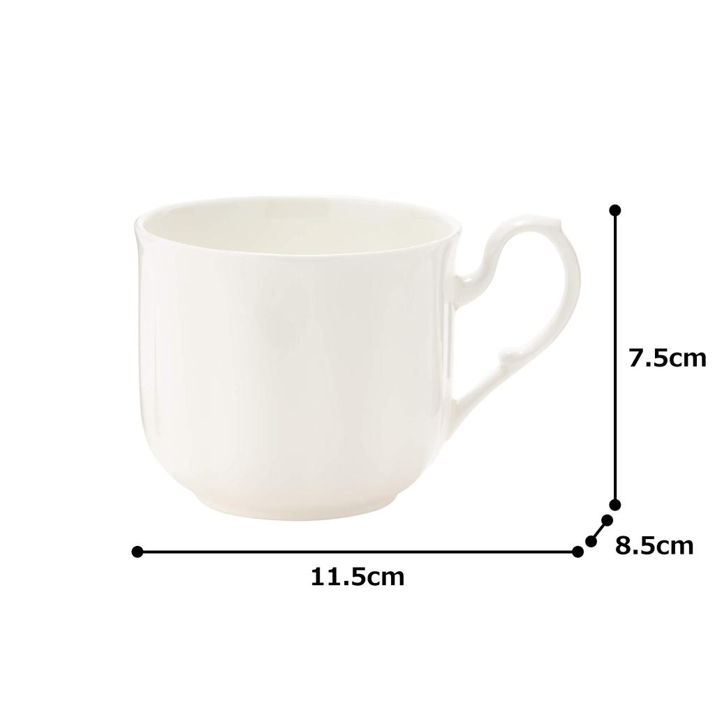 NARUMI Cup and Saucer, Noble White, 270cc, Morning Set, Microwave Safe, Made in Japan, 9772-2237