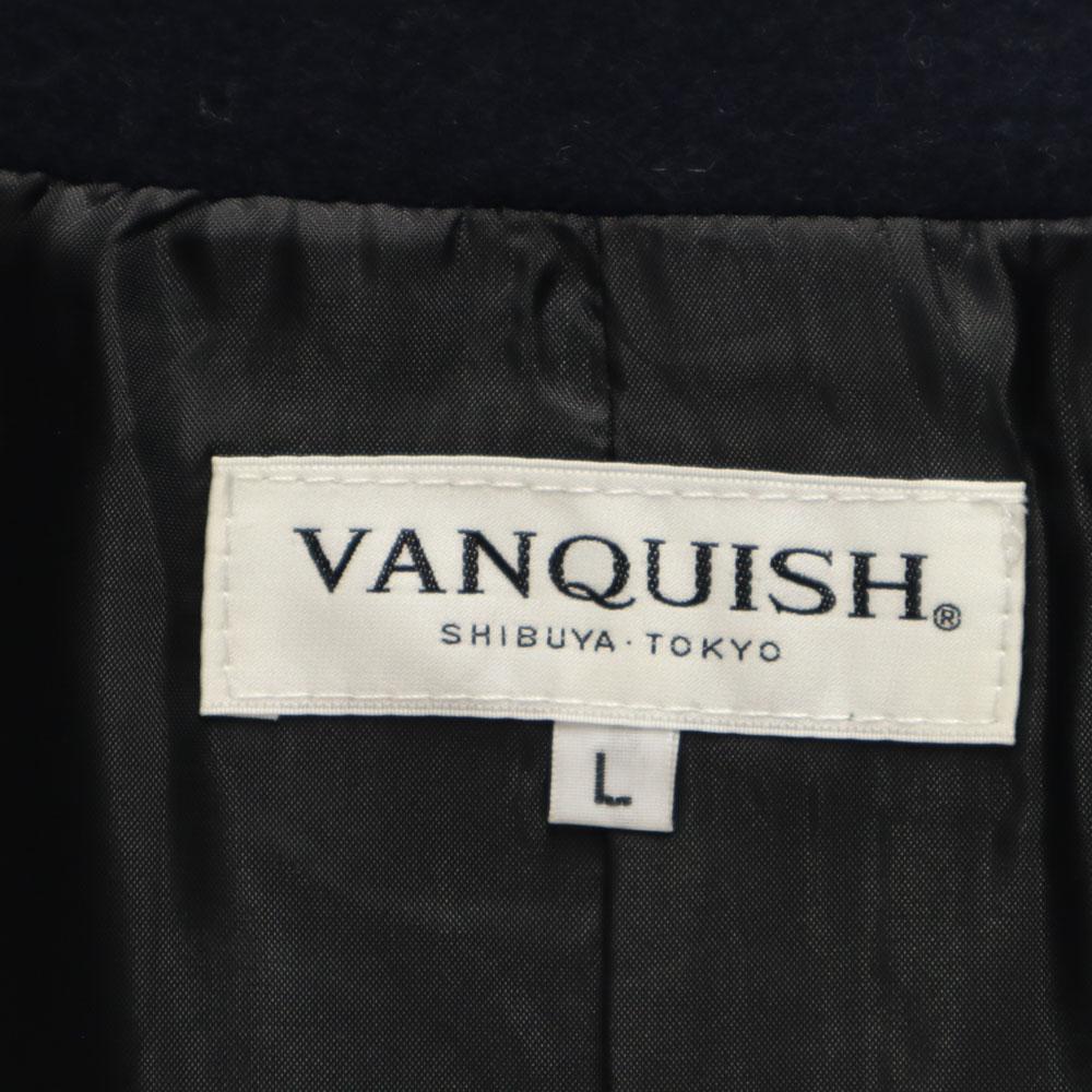 VANQUISH Wool Blend Stainless Collar Coat L Navy Men's Used