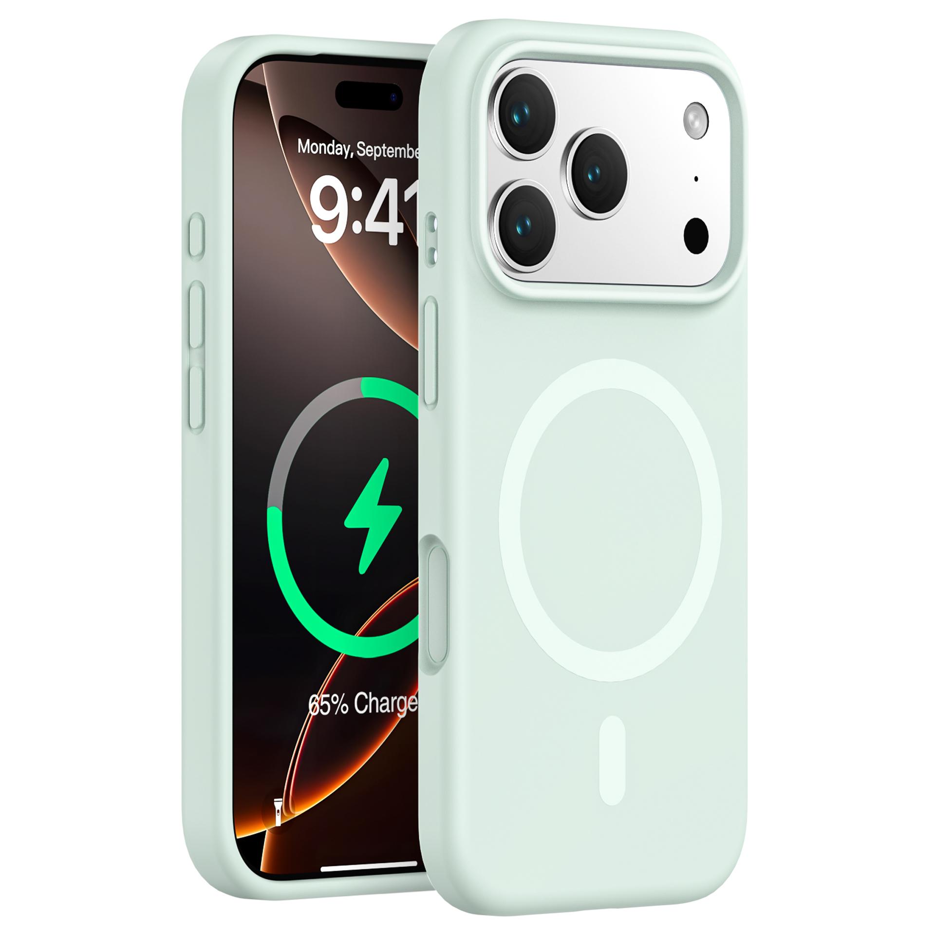 

For iPhone 17 Pro Case Compatible with MagSafe PC+Liquid Silicone Phone Cover Light Green