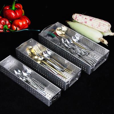 304 Stainless Steel Cutlery Box Chopstick Holder Kitchen Tableware Drainer Household Chopsticks Spoon Knife Fork Storage Box