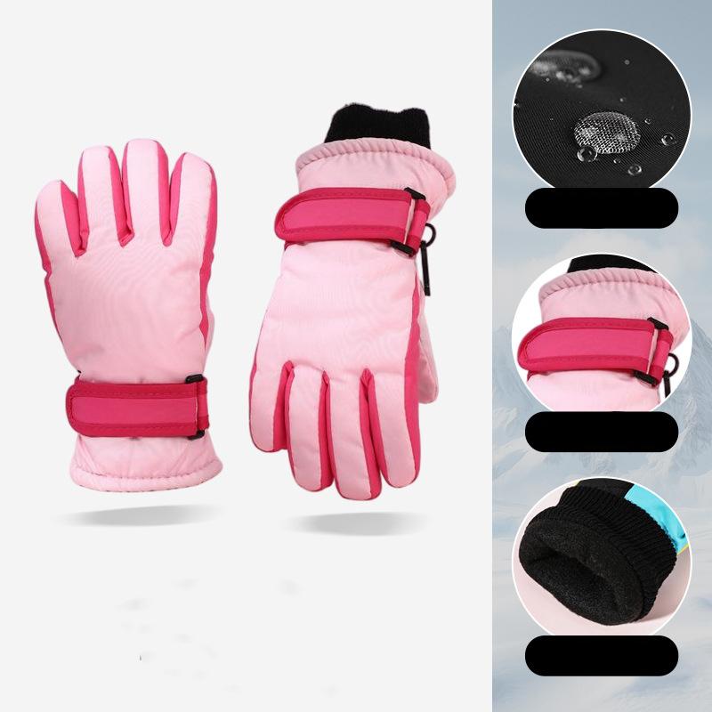 Children s Winter Gloves Warm, Windproof, Thickened Outdoor Cycling Gloves S розовый