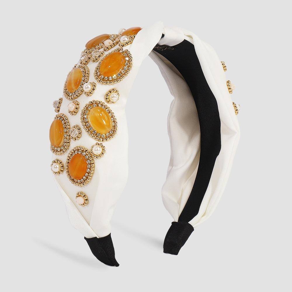 Colorful Rhinestone Headband Middle Knot Turban Hairband For Women Girls Handmade Casual Head Band New Fashion Hair Accessories