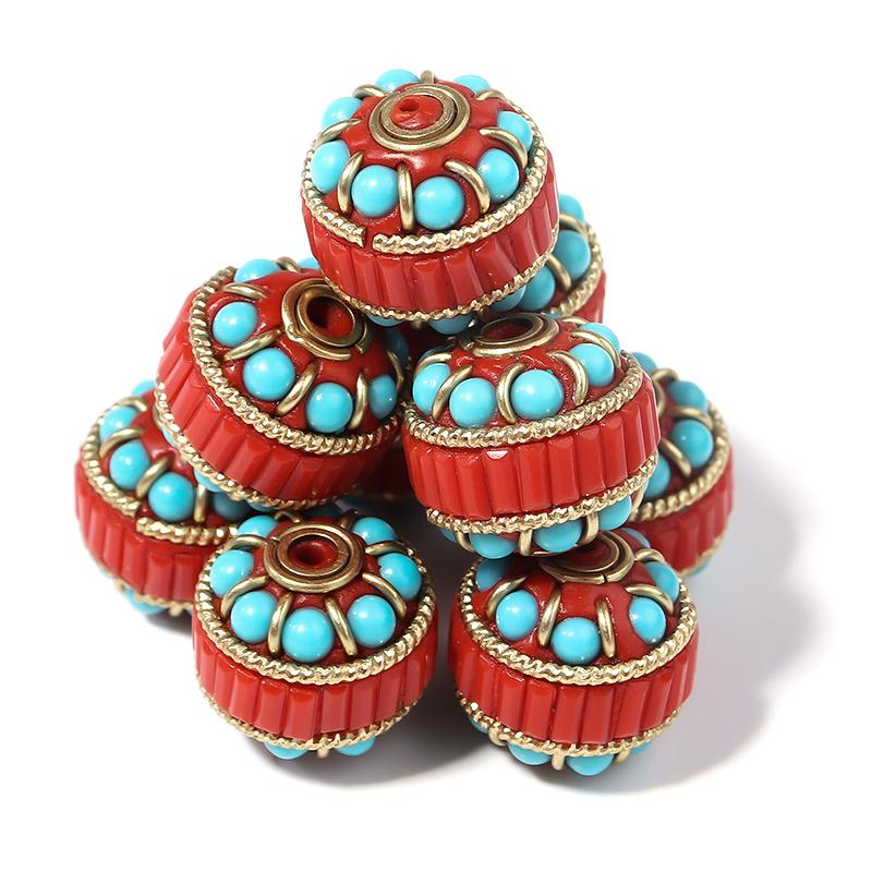 2 шт. Сплав Смола Индонезийские Бусины-Разделители 13/18/20 мм Круглые Ручной Работы Рассыпные Бусины Для Изготовления Украшений Браслетов Ожерелий Принадлежности