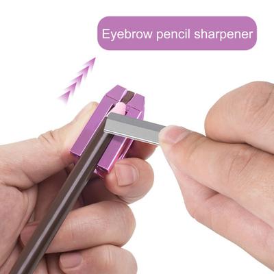 Apontador de lápis de sobrancelha 4 em 1, lâmina afiada, formato plano e pontiagudo, ponta lisa, caneta de sobrancelha profissional portátil, apontador de microblading para maquiador