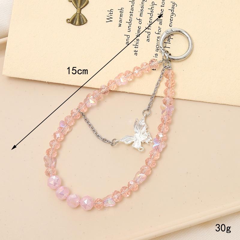 New Pearl Bow Beaded Pendant Phone Case Charm Wrist Strap Lanyard