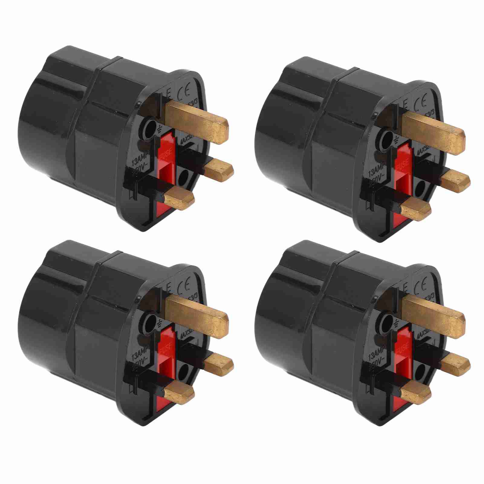 4 шт. к Переходник Заземление 2-контактный на 3-контактный Адаптер-конвертер с предохранителем 13А