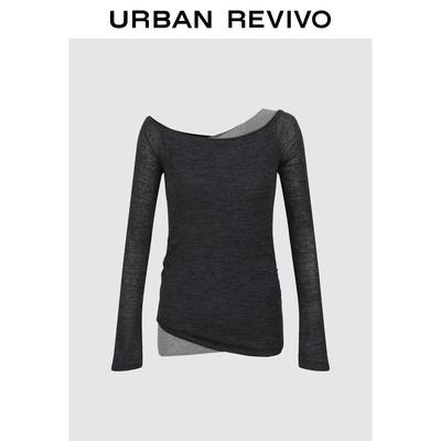 UR Women's Color Block Faux Two-Piece Knit Sweater
