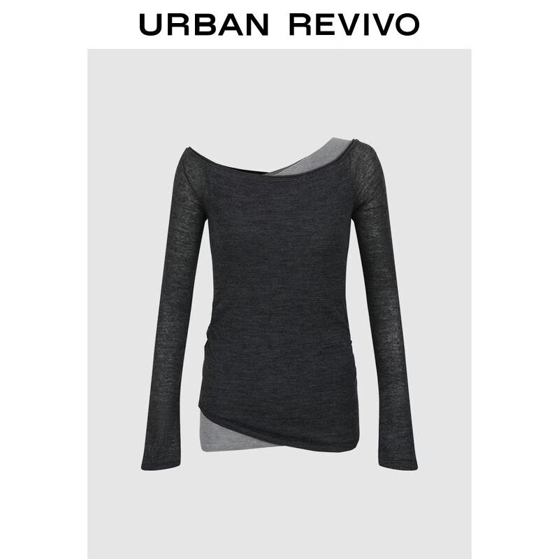 UR Women s Color Block Faux Two-Piece Knit Sweater M