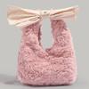 2024 New Bowknot Furry Bag Autumn Winter Women's Bag Commuter Handbag Fashion Large Capacity Single Shoulder Crossbody Bag Trendy