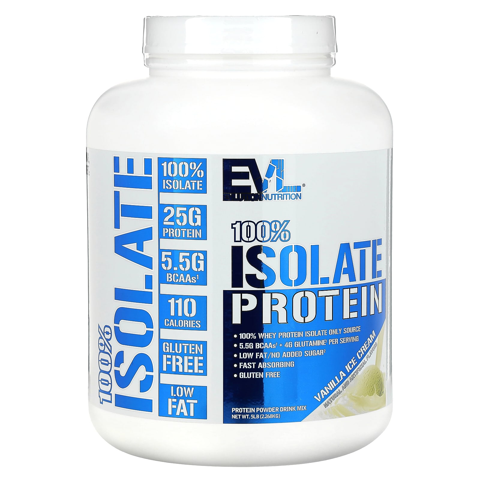 

100% Protein Isolate, Vanilla Ice Cream, 2.268Kg(5Lb)