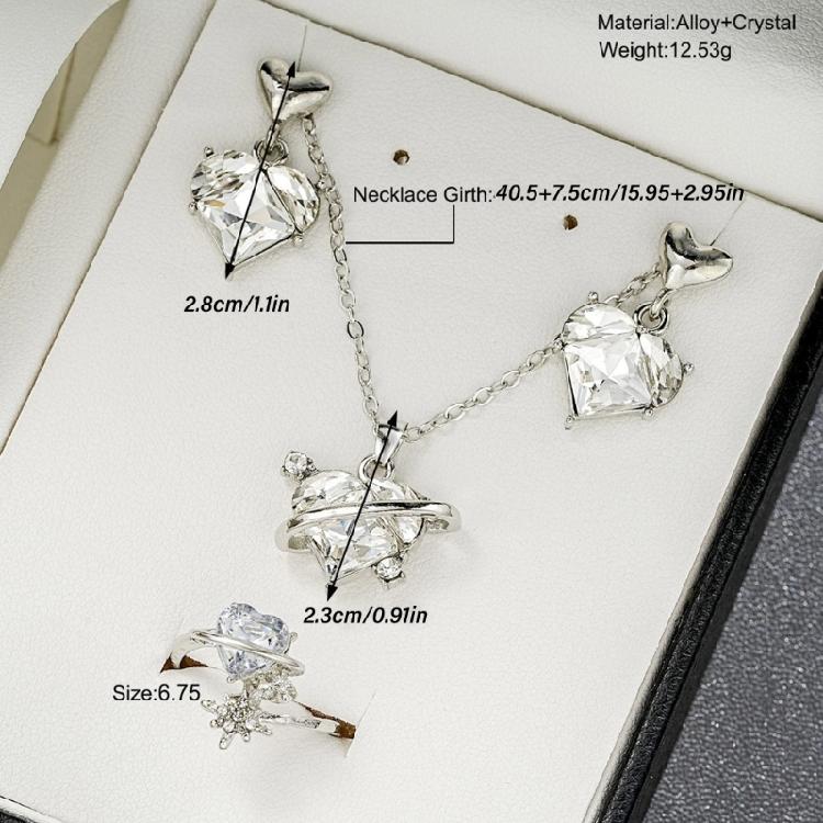 Fashion Bridal Necklace Pendant Earrings Heart Rings Pendant Jewery Party Jewelry Set Srop Earrings for Fashion Bride