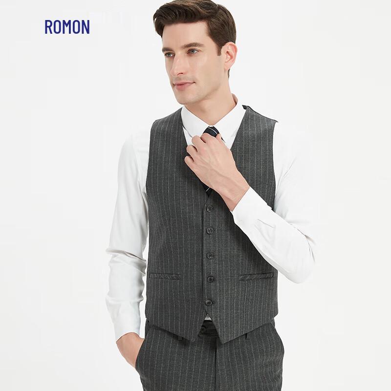 Romon Men's Slim Fit Striped Suit Vest