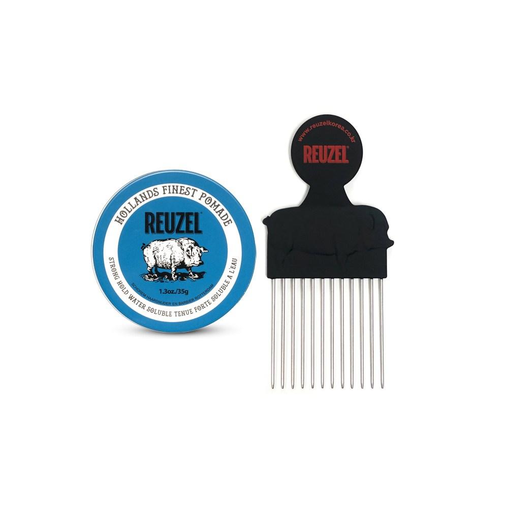 Reuzel Blue Water-based Hard Pomade 35g + 1 Pomade Comb