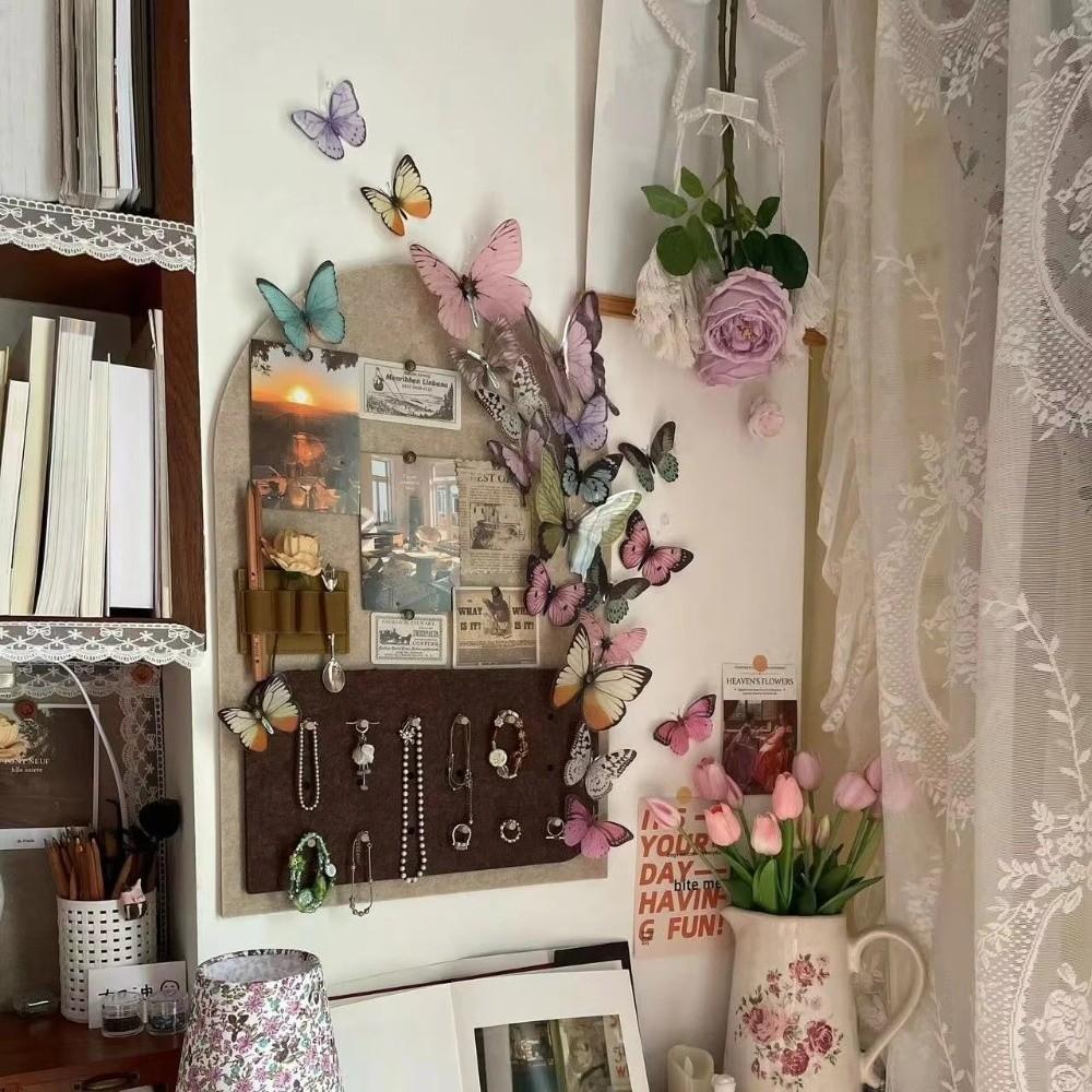 32Pcs Creative DIY 3D Butterfly Colorful Double Layers Wall Stickers Realistic Butterfly Wall Decals Cards Decor