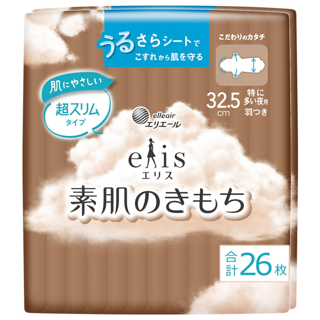 

Eris Bare Skin Feeling Super Slim с крыльями для тяжелых 26 шт. 32,5 см (особенно ночи) [Оптовая покупка]