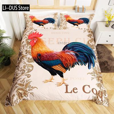 Rooster Comforter Cover King Full Size for Boys Girls Rustic Rooster Bedding Set Duvet Cover Vintage Bedding Collection 3Pcs